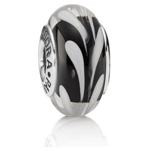 Pandora Black & White Swirls Murano Glass Charm